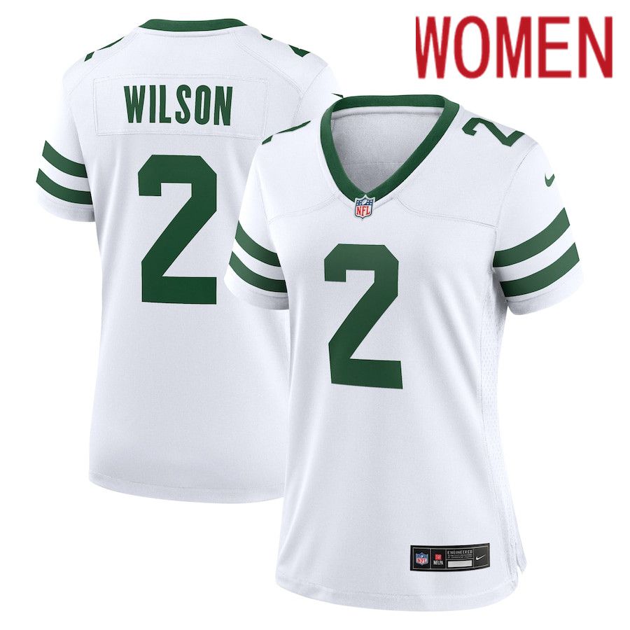 Women New York Jets #2 Zach Wilson Nike Legacy White Game NFL Jersey->->Women Jersey